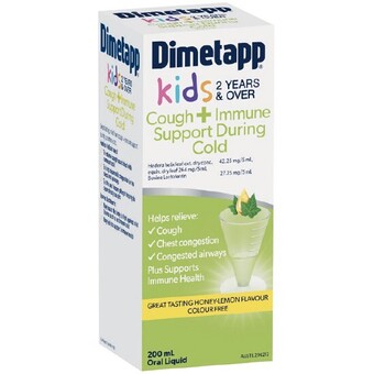 Woolworths Dimetapp kids cough plus immune support oral liquid 200ml# offer