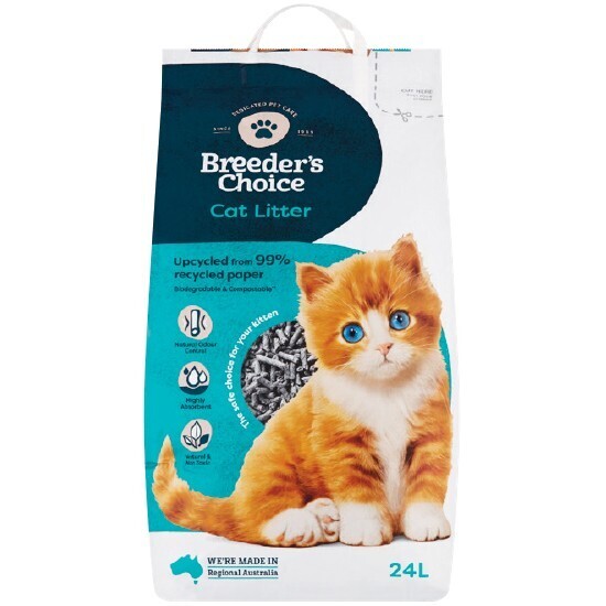 Breeders choice paper cat litter 24 litre offer at Woolworths