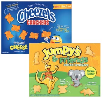Coles Cheezels or jumpy's & friends crackers 135g-140g offer
