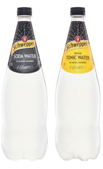 Coles Schweppes soft drink, mineral water or mixers 1.1 litre offer