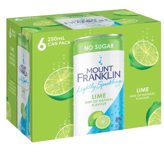 Coles Mount franklin lightly sparkling cans 6x250ml offer