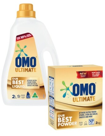 Coles Omo ultimate laundry liquid 2 litre or powder 2kg offer