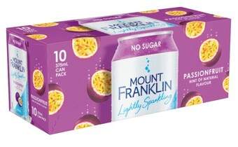 Coles Mount franklin lightly sparkling water 10x375ml offer