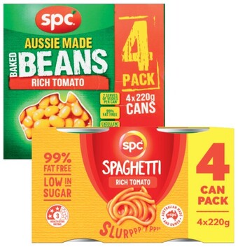 Coles Spc baked beans or spaghetti 880g offer