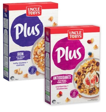 Coles Uncle tobys plus 690g-820g or nestlé milo cereal 700g offer