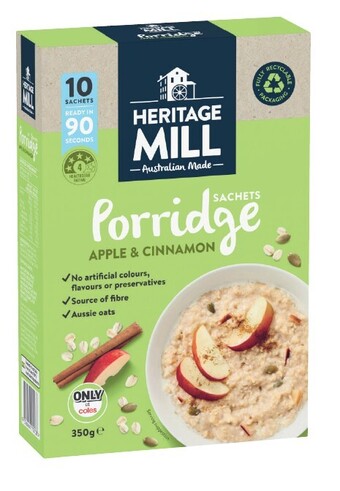 Coles Heritage mill porridge sachets 350g offer