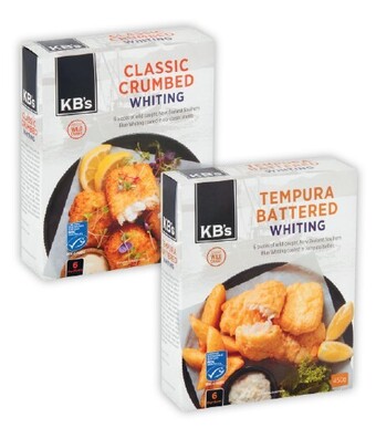 Kb's hoki fillets 300g or whiting fillets 450g