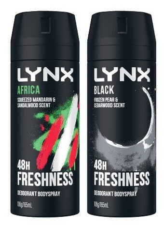 Coles Lynx antiperspirant aerosol deodorant or body spray 165ml offer
