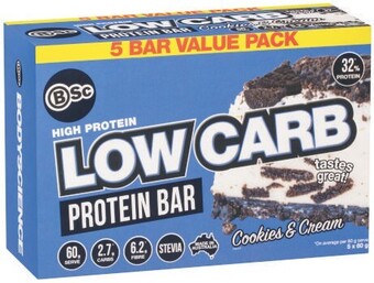 Coles Bsc bodyscience high protein low carb bar value pack 5x60g offer