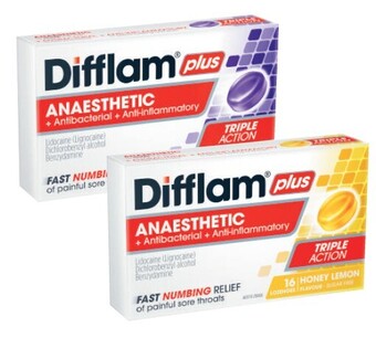 Coles Difflam plus anaesthetic lozenges 16 pack^ offer