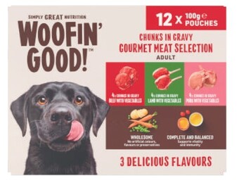 Coles Woofin' good dog food 12x100g offer