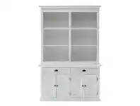 LivingStyles Halifax Mahogany Timber 4 Door 2 Drawer 6 Shelf Hutch Cabinet, Classic White offer
