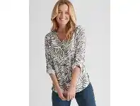 Rivers Button Detail Drag Up Sleeve Linen Top