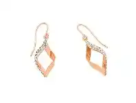 Bevilles Jewellery 9ct Rose Gold Silver Infused Crystal Twist Earrings offer