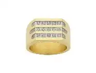 Bevilles Jewellery Stainless Steel Gold Colour Crystal Mens Ring offer