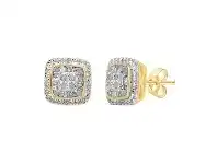 Bevilles Jewellery 9ct Yellow Gold 0.40ct Diamond Square Stud Earrings offer