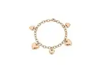 Bevilles Jewellery Stainless Steel Rose Colour Heart Charm Bracelet offer