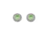 Bevilles Jewellery August Birthstone Sterling Silver Light Green Cubic Zirconia Halo Earrings offer