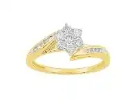 Bevilles Jewellery 9ct Yellow Gold 0.43ct Diamond Flower Ring offer