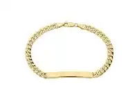 Bevilles Jewellery 9ct Yellow Gold Silver Infused Curb ID Bracelet offer