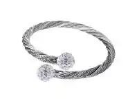 Bevilles Jewellery Stainless Steel Bangle with Crystal Ends offer