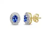 Bevilles Jewellery 9ct Yellow Gold Diamond Set Tanzanite Stud Earrings offer