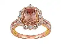Bevilles Jewellery 18ct Rose Gold 0.51ct Diamond Cushion Cut Morganite Ring offer