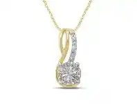 Bevilles Jewellery 9ct Yellow Gold 0.12ct Diamond Wave Pendant offer