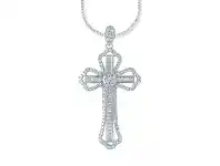Bevilles Jewellery 9ct White Gold 0.77ct Diamond Cross Pendant offer