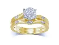 Bevilles Jewellery Martina Two Ring Set with 0.15ct of Diamonds in 9ct Yellow Gold offer
