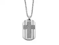 Bevilles Jewellery Stainless Steel Sparkle Cross Men's Dogtag Necklace offer
