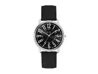 Bevilles Jewellery GUESS KENNEDY BLACK FACE SILVER CASE BLACK LEATHER BAND offer