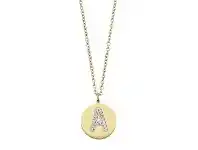 Bevilles Jewellery Yellow Stainless Steel Crystal Pave Initial Necklace - A offer
