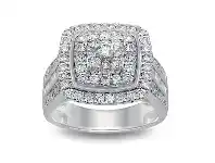 Bevilles Jewellery Brilliant Square Look Ring with 2.00ct of Diamonds in Sterling Silver - L offer