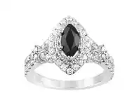Bevilles Jewellery Marquise 0.60ct Sapphire and Diamond Ring in 9ct White Gold - L offer