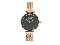 Bevilles Jewellery Olivia Burton Black Mother of Pearl Rose Gold Mesh Watch OB16AM145 offer