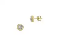 Bevilles Jewellery 9ct Yellow Gold Silver Infused Crystal Stud Earrings offer