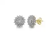 Bevilles Jewellery 9ct Yellow Gold Star Cluster Earrings with 1/3ct of Diamonds offer
