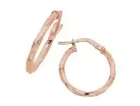9ct Rose Gold Silver Infused Twist Hoop Earrings 50mm