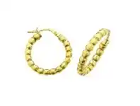 Bevilles Jewellery 9ct Yellow Gold Silver Infused Patterned Hoop Earrings 25mm offer