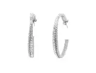 Bevilles Jewellery Stainless Steel Pave Crystal Double Hoop Earrings offer
