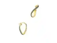 Bevilles Jewellery 9ct Yellow Gold Silver Infused Glitter Oval Twist Hoop Earrings offer