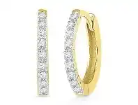 Bevilles Jewellery 9ct Yellow Gold 0.12ct Diamond Huggie Hoop Earrings offer
