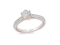 Bevilles Jewellery Enchanted Disney Fine Jewelry 9ct White and Rose Gold Belle Engagement Ring with 1/3ct Diamonds TDW offer