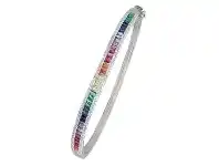 Bevilles Jewellery Rainbow Cubic Ziconia Bangle in Sterling Silver offer