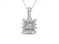 Bevilles Jewellery Sterling Silver 0.10ct Diamond Square Star Look Necklace offer