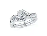 Bevilles Jewellery Illusion Solitaire Look Ring with 1/4ct of Diamonds in 9ct White Gold offer