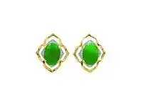 Bevilles Jewellery 9ct Yellow Gold Diamond Set Jade Stud Earrings offer