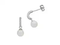 Bevilles Jewellery Sterling Silver Freshwater Pearl & Cubic Zirconia Earrings offer