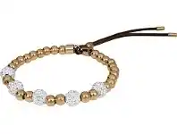 Bevilles Jewellery Rose Stainless Steel Crystal and Leather Bracelet offer